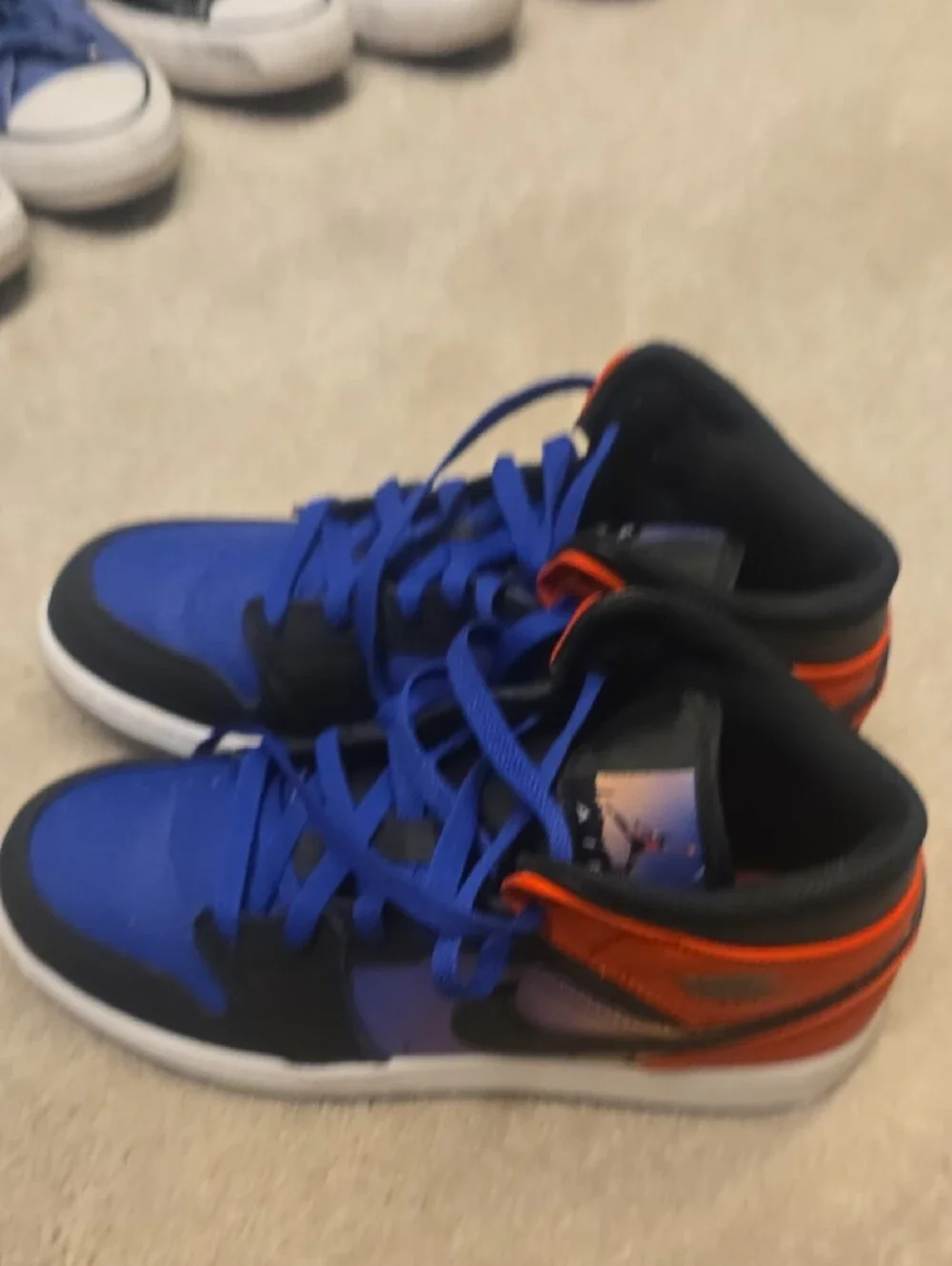 Jordan Kids High-Top Sneakers in Royal Blue, Black & Red